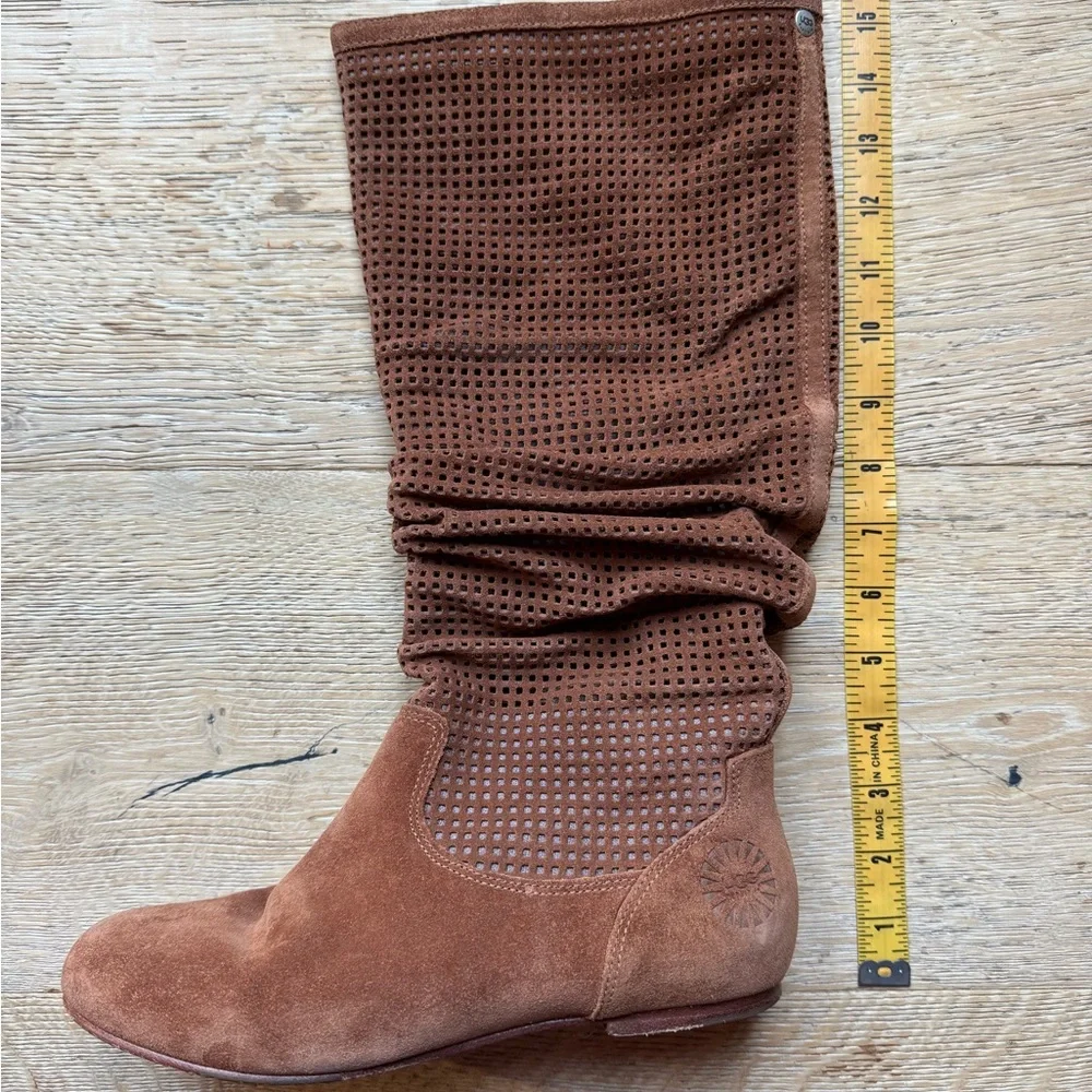 🔥UGG🔥 SUEDE CHESTNUT ABILENE Knee High Slouch Boots Sz 7.5 great cond pricefirm!